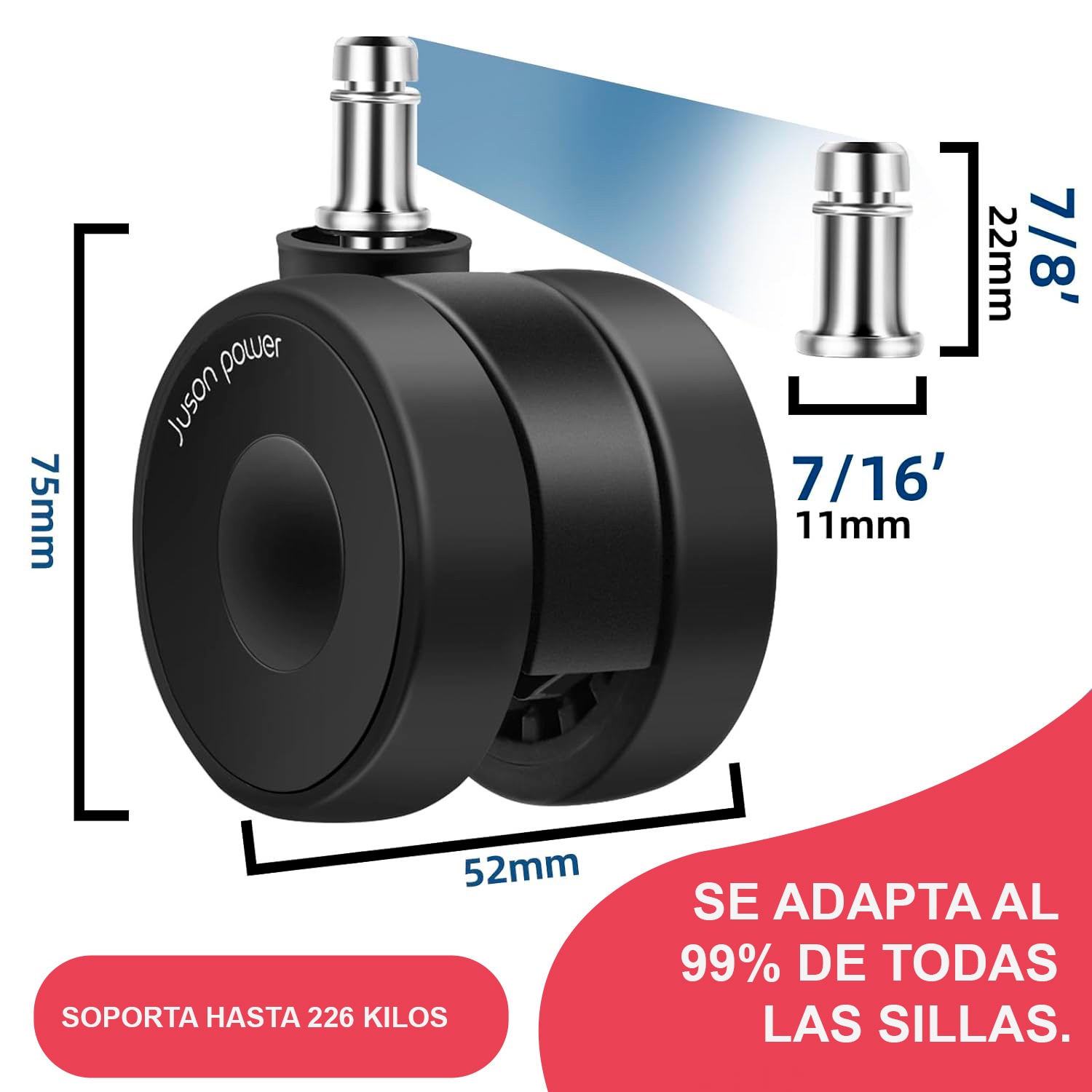Ruedas de Nylon 75mm 2 Ruedas de Nylon 75mm - Imagen 2